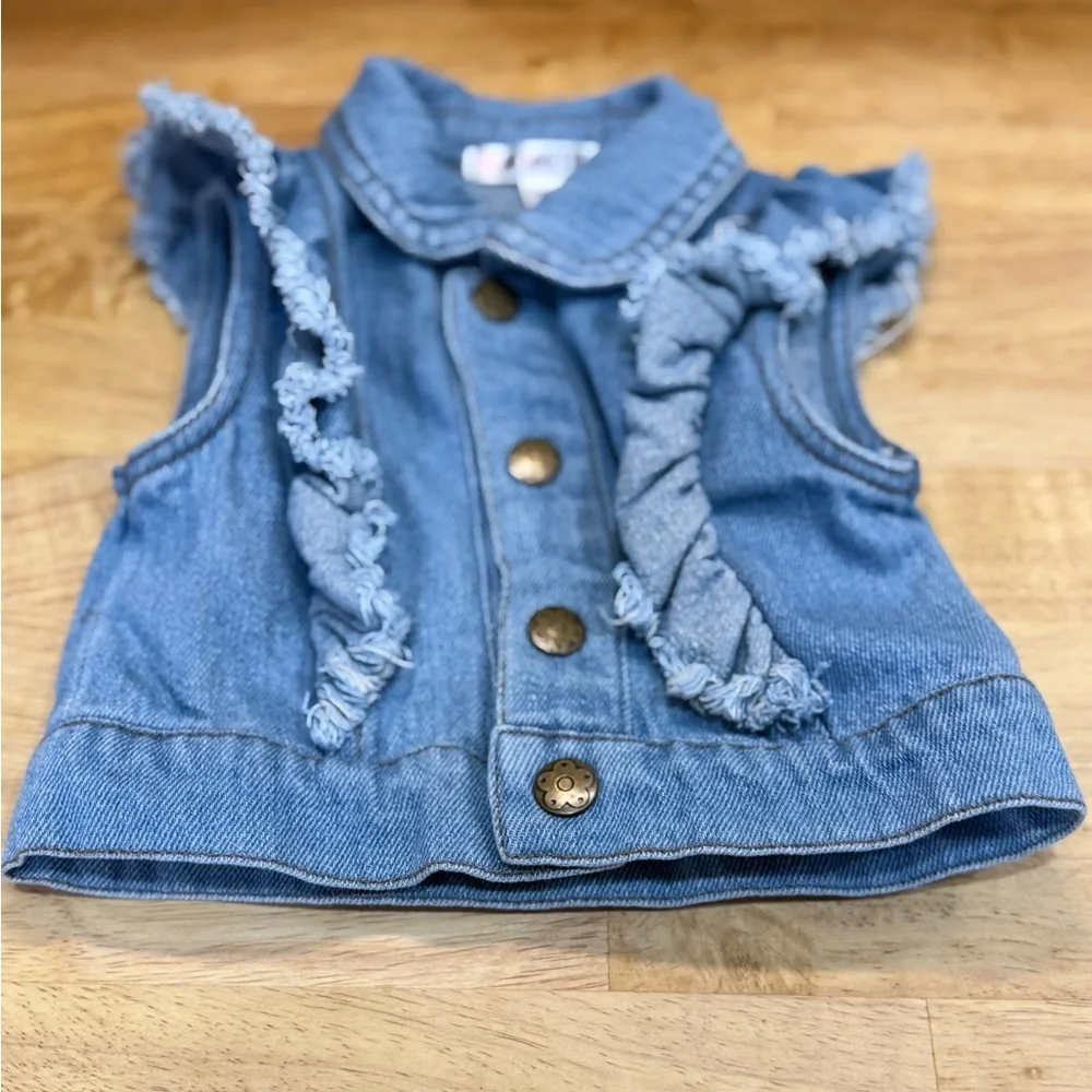 Nannette Blue Denim Vest with Ruffle Accents